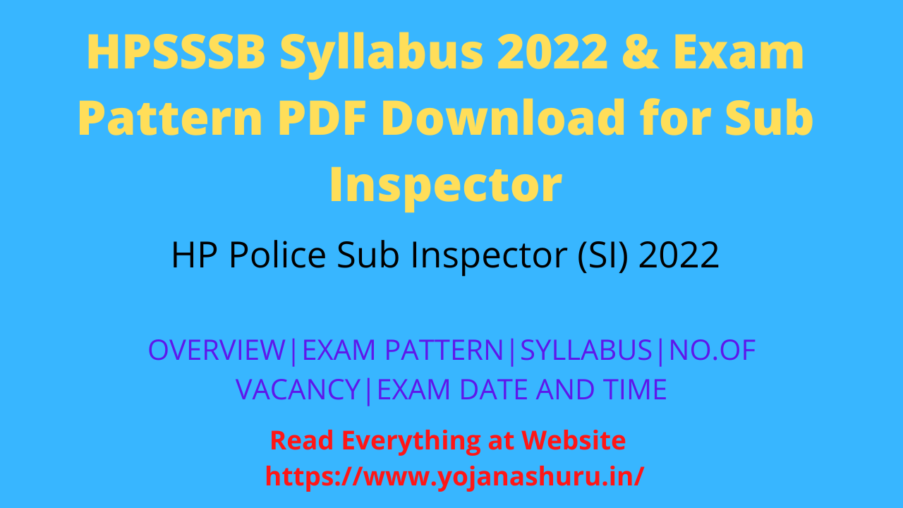 HPSSSB Syllabus 2022 & Exam Pattern